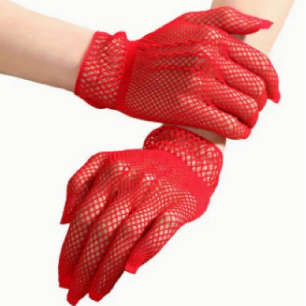 Elegant Red Fish Net Gloves Tea Party Fascinator Hat Church Classy Sophi…